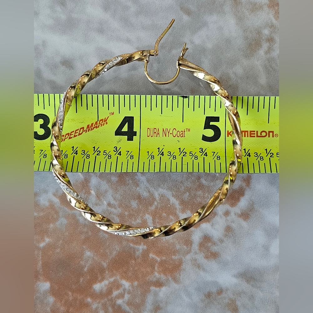 JORDAN MOM 14k Gold Plated and Solid Sterling Silver With Crystals Hoop Earrings - Picture 9 of 13